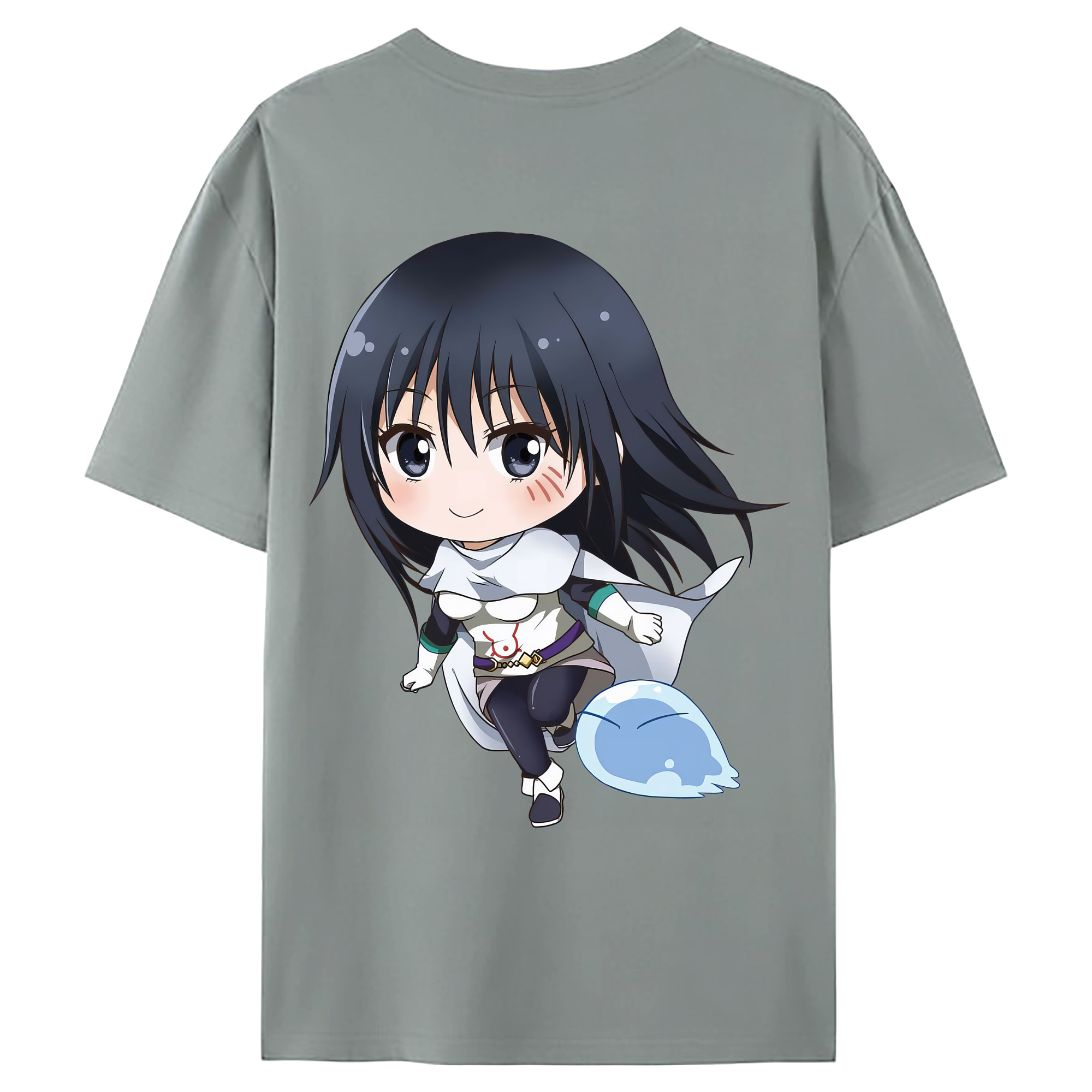 （画像用） 転スラ Regarding Reincarnated to Slime 綿100％ メンズ半袖Tシャツ（バックプリント） 通気性